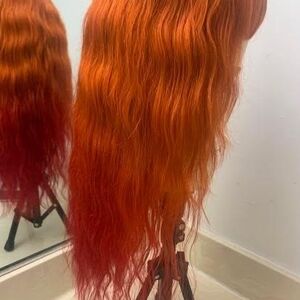 Vibrant Orange Wavy Hair Wig